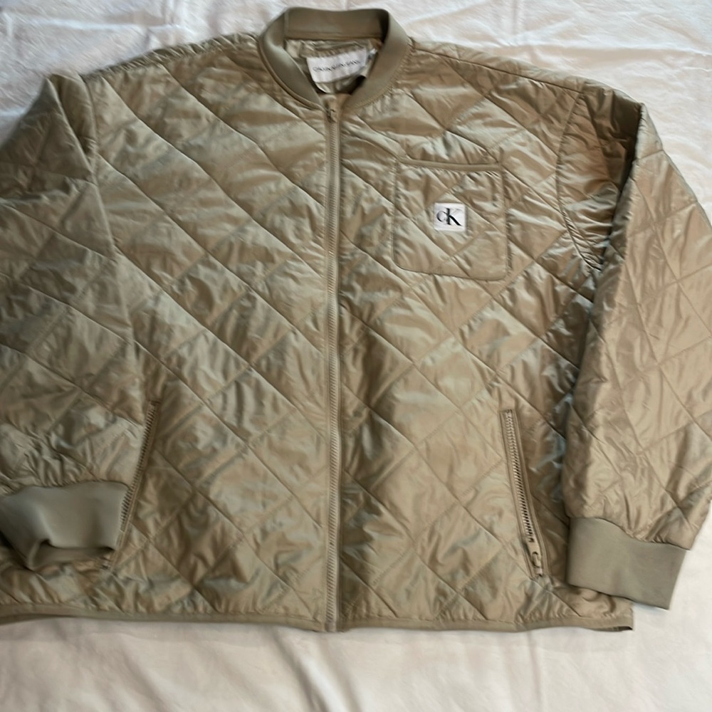 Calvin Klein Men's Quilted Bomber Liner Jacket Cream Size XXL